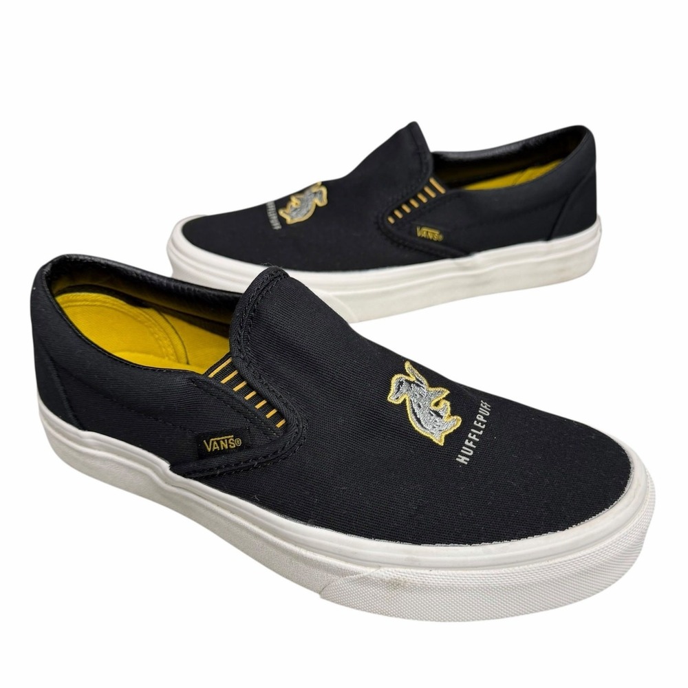 Vans x Harry Potter Shoes Womens 7.5 Black Hufflepuff Classic Slip On Streetwear